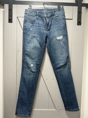 LOFT Women's Medium Blue Distressed Skinny Jeans